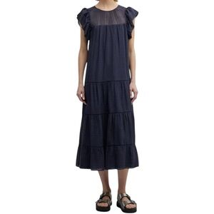 Marie Oliver Surie Tiered Flutter-Sleeve Maxi Dress